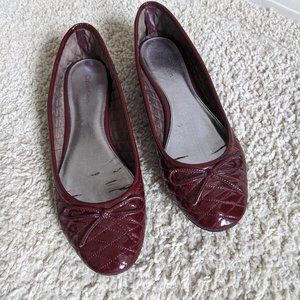 Calvin Klein Burgundy Quilted Patent Flats 8.5